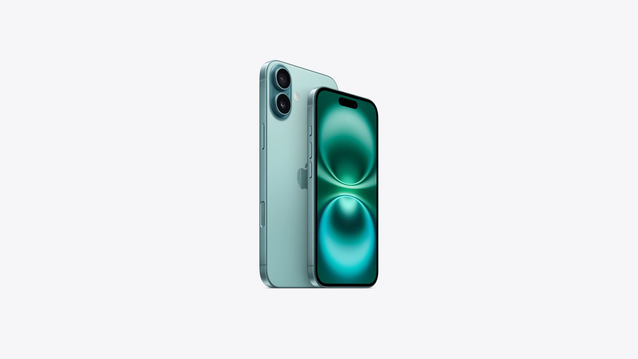 Apple iPhone 16 model front and back view in Blue color – Super Retina XDR display, 48MP camera, USB‑C charging – product gallery image