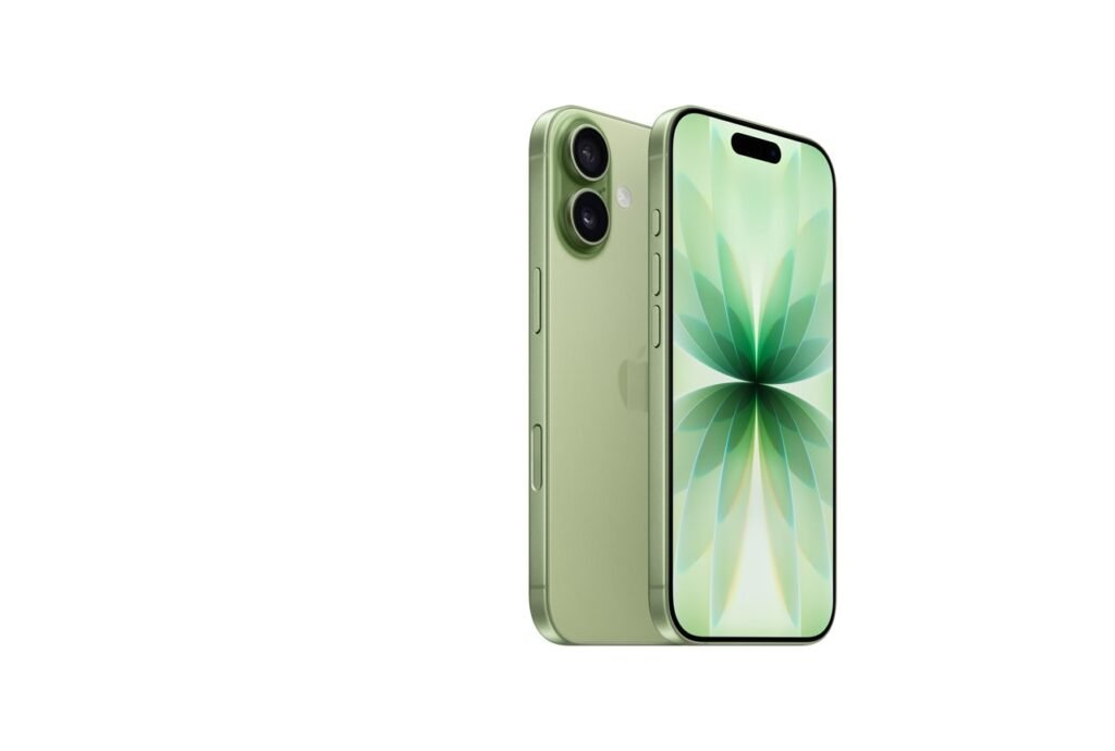 Apple iPhone 17 front and back view – 6.3-inch Super Retina XDR ProMotion display, A19 chip, 48MP triple camera system, Blue colour variant